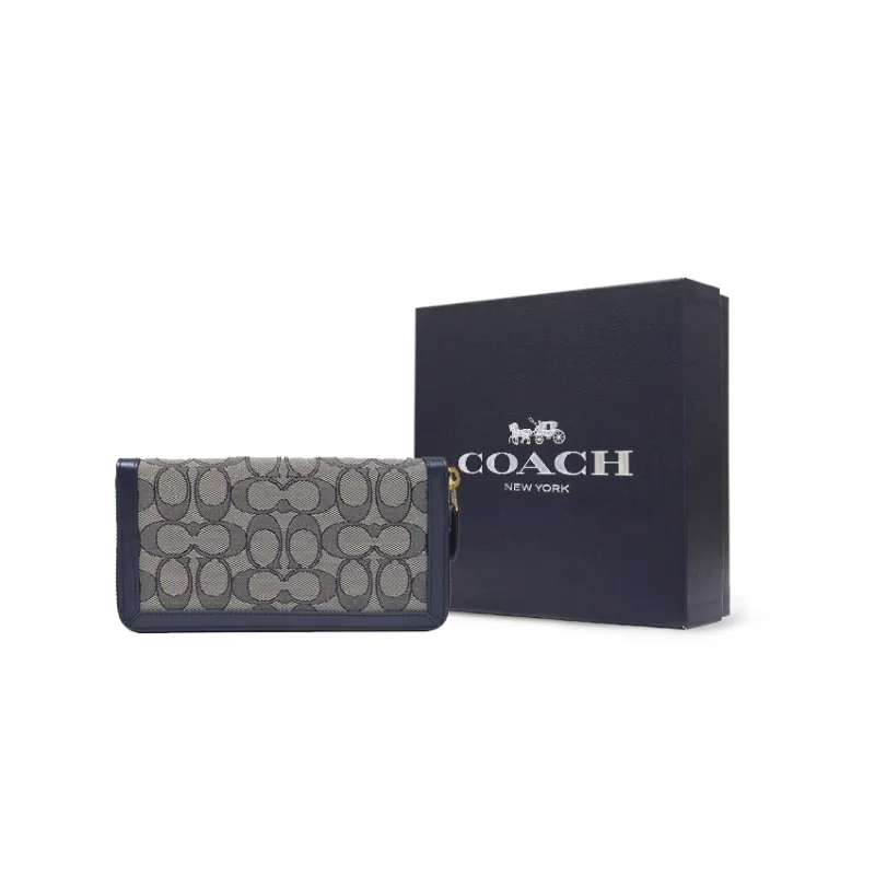 COACH Accordion Zip Canvas Canvas Bag Wallets Regular Men's Blue-3