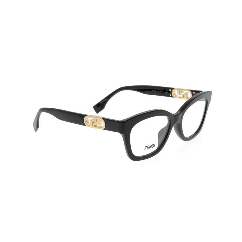 FENDI Acetate Irregular Shape Eyeglass Frames Unisex Black-1
