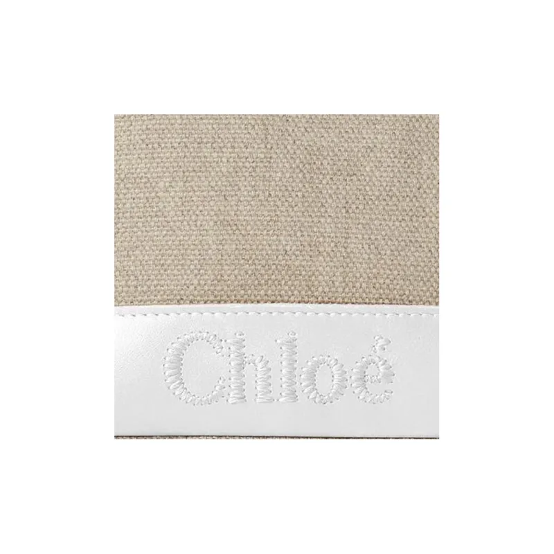 Chloe Linen With Bright Calfskin Clutch Women's Crystal White/Beige-5