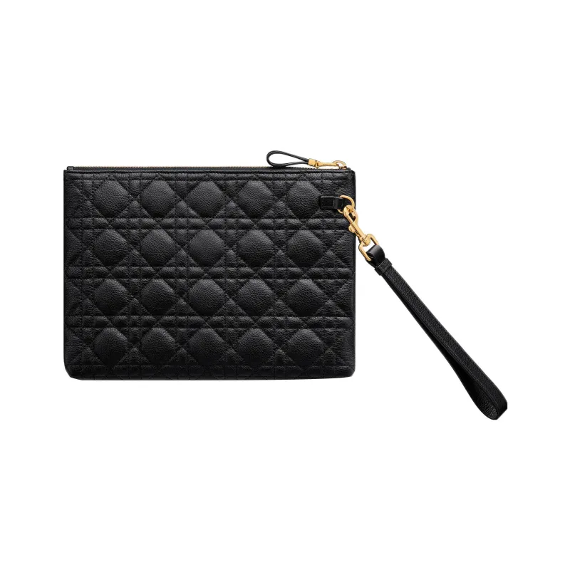 DIOR Caro Soft Cannage Calfskin Clutch Medium Size Women's Black-2