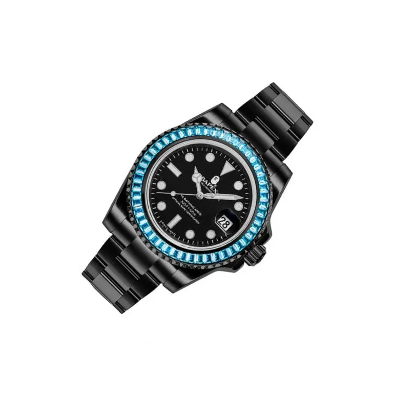 A BATHING APE Type 1 A BATHING APEx Crystal Stone Watch Pink-1