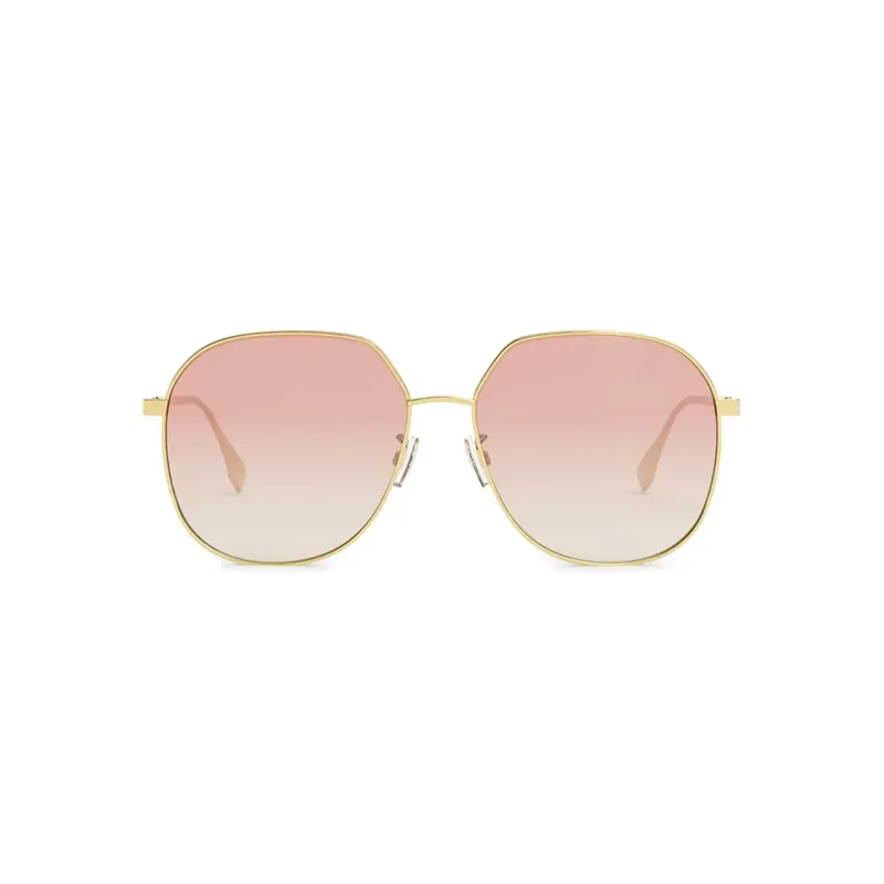 FENDI Plate Frame Irregular Shape Sunglasses Women's Gold-1