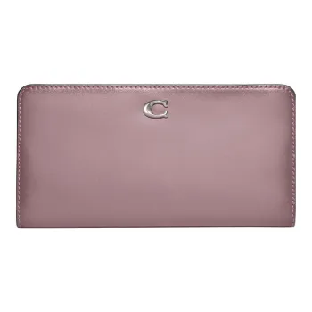 COACH Skinny Wallet Calfskin Coin Purse Clutch Wallet Women's Nude Pink
