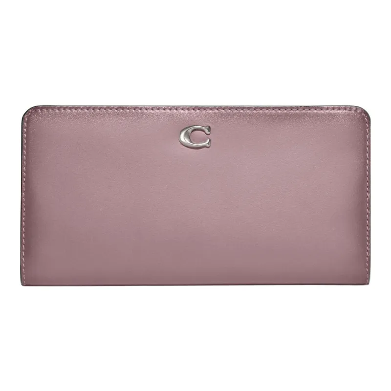 COACH Skinny Wallet Calfskin Coin Purse Clutch Wallet Women's Nude Pink-0