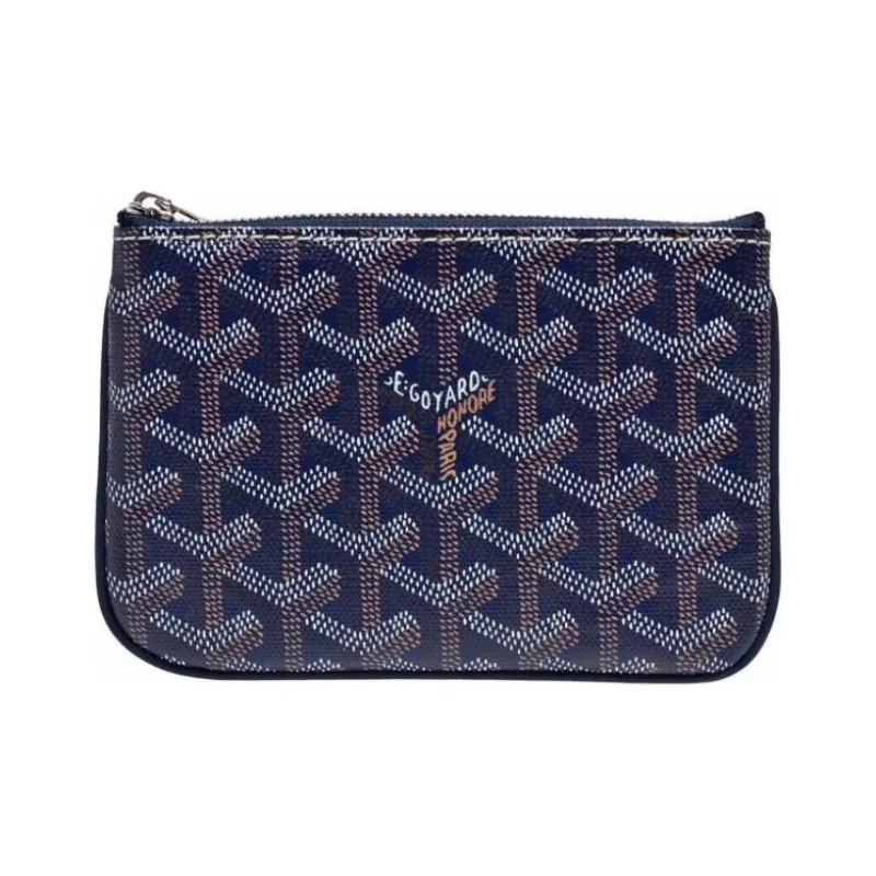 GOYARD SENAT Canvas With Calfskin Wallet Card Holder Clutch Mini Unisex Marine Blue-1