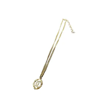 CHANEL Double C Necklaces Unisex Gold
