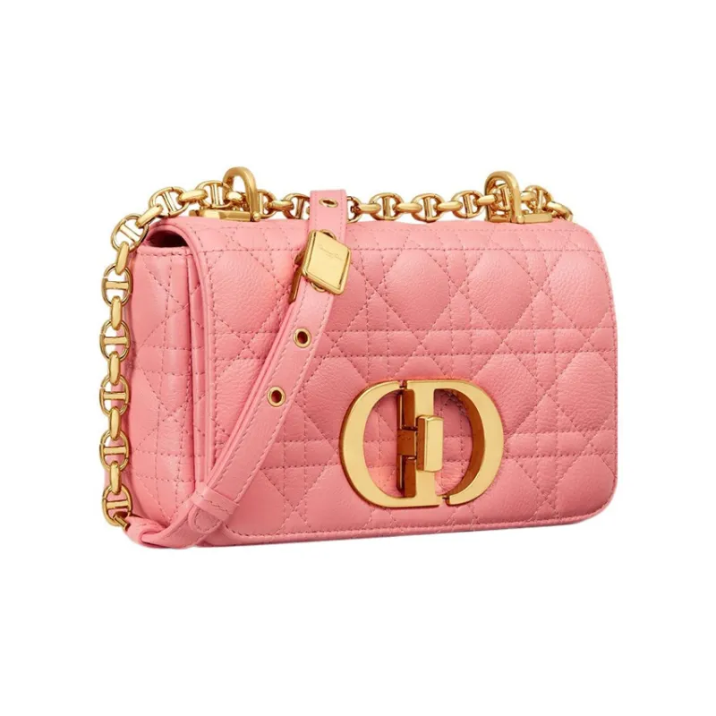 DIOR Caro Cow Leather Shoulder Bag Crossbody Bag Small Size Women's Light Pink-1