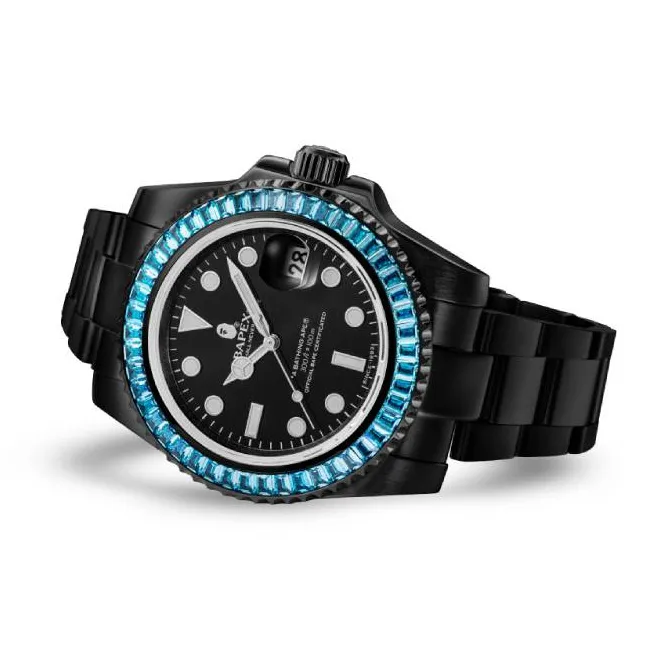 A BATHING APE Type 1 A BATHING APEx Crystal Stone Watch Pink-2