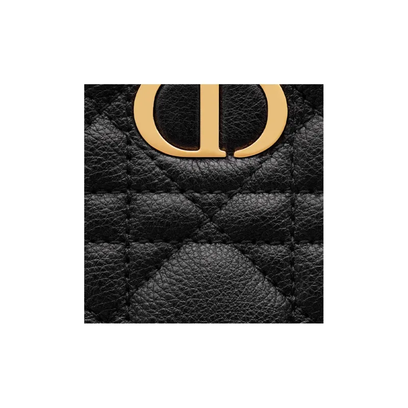 DIOR Caro Soft Cannage Calfskin Clutch Medium Size Women's Black-4