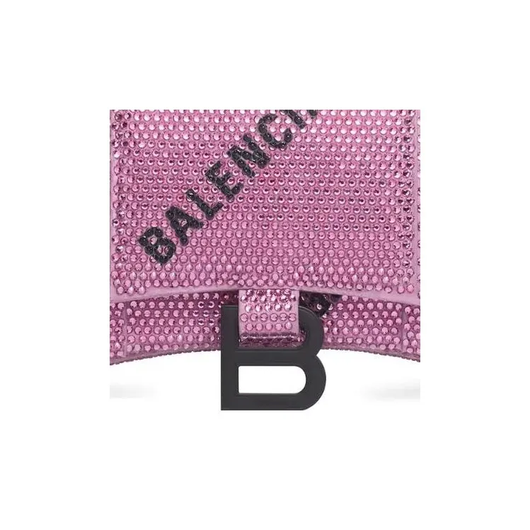 Balenciaga Hourglass Suede Wallet Women's Pink/Black-6