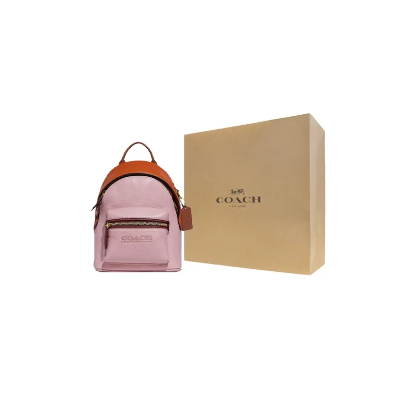 COACH Charter Multicolor Leather Backpack Trumpets Women's Pink Orange-6
