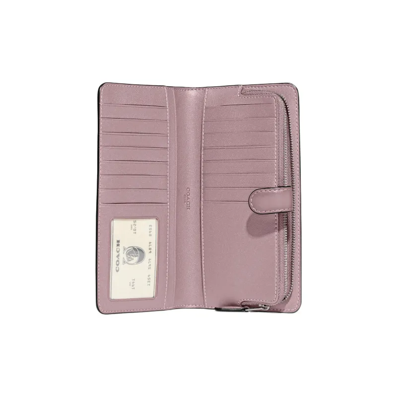 COACH Skinny Wallet Calfskin Coin Purse Clutch Wallet Women's Nude Pink-1