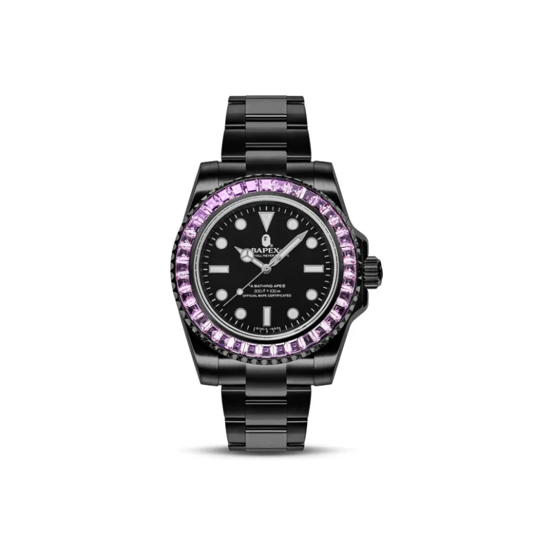 A BATHING APE Type 1 A BATHING APEx Crystal Stone Watch Pink-3