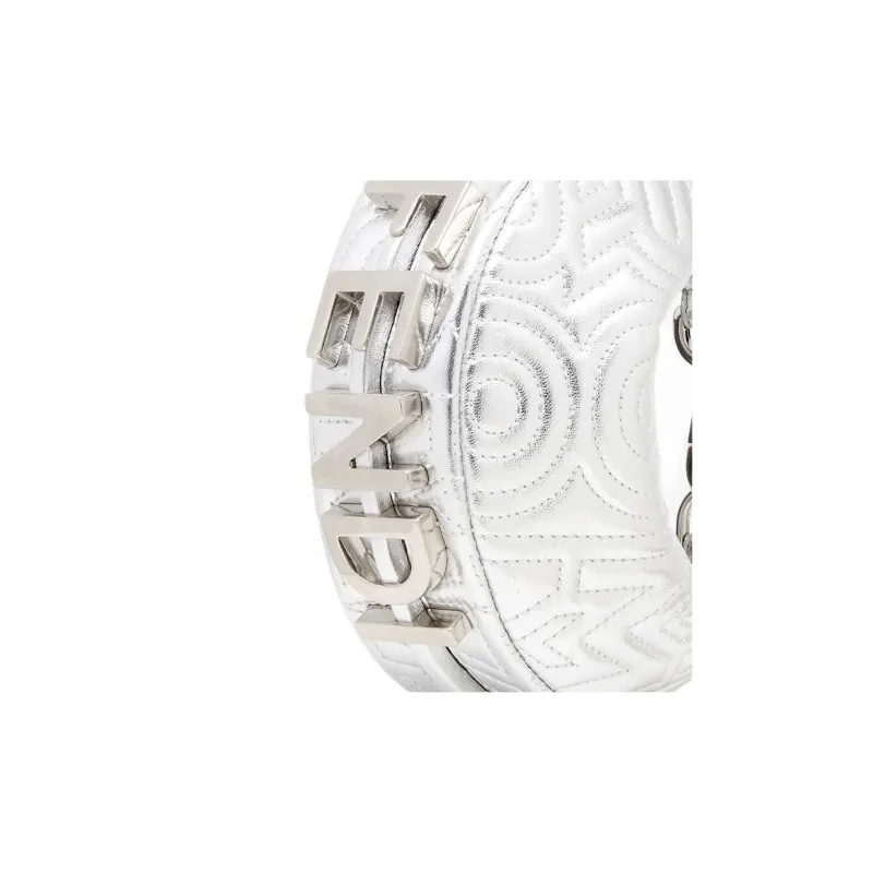 FENDI Fendigraphy Calfskin Crescent Bag Portable Wrist Bag Extra Mini Women's Silver-4