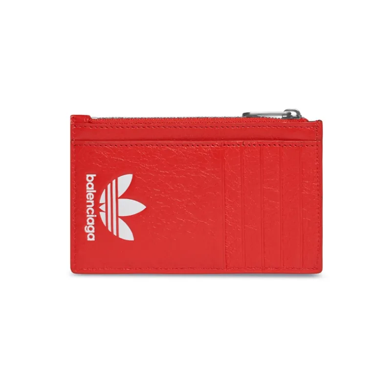 Balenciaga Adidas Collaboration Lambskin Coin Purses Card Holders Men's Red/White-1