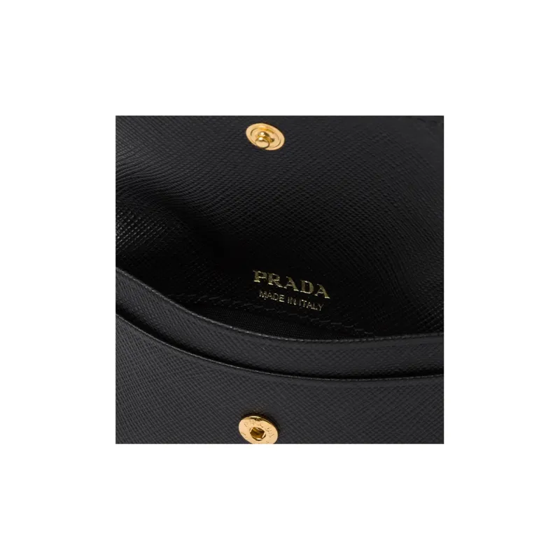 PRADA Saffiano Leather Card Clip Card Holder Women's Black-3