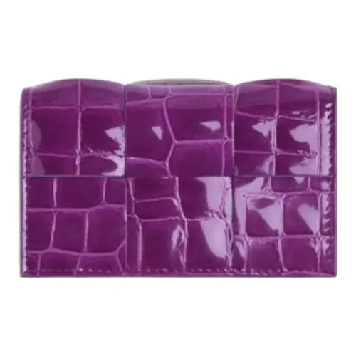 Bottega Veneta Sheepskin Card Holder Wallet Women's Purple