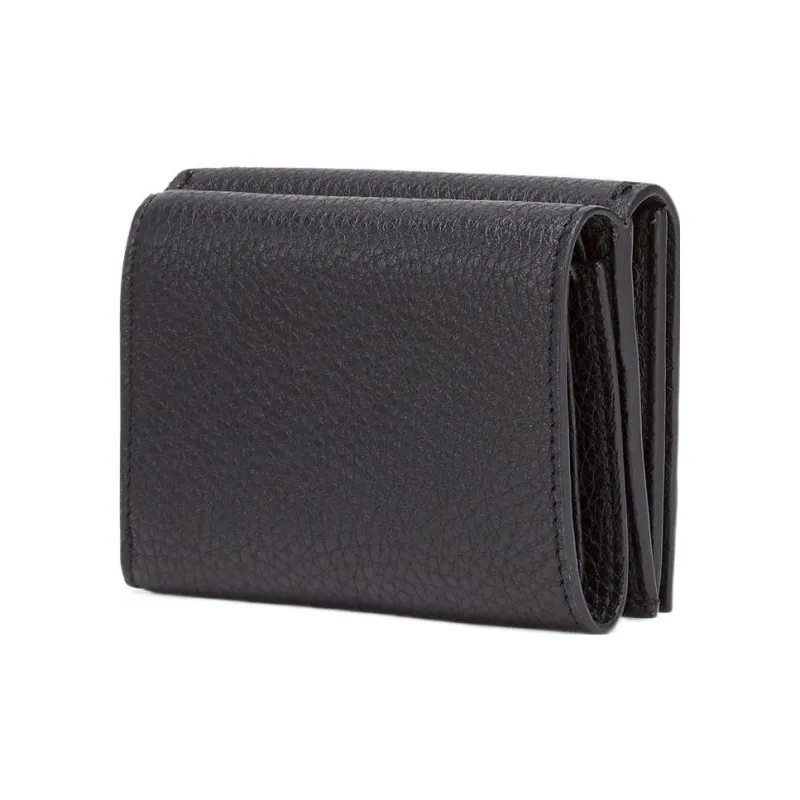 FENDI Calfskin Card Holder Wallet Men's Black-1