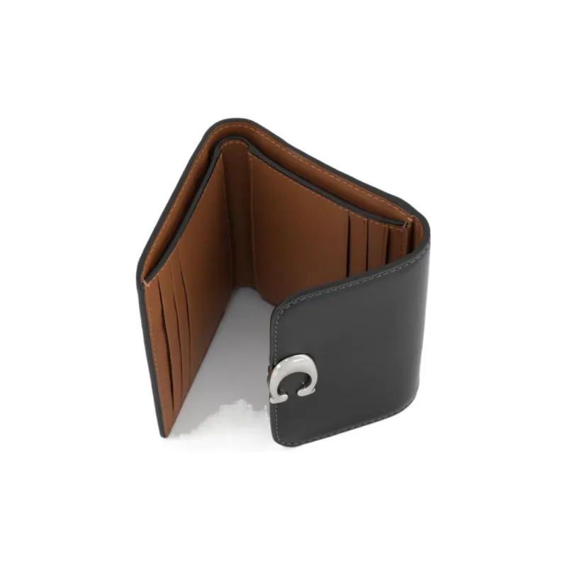 COACH Bandit Cow Leather Card Holder, Wallet Women's Black-3