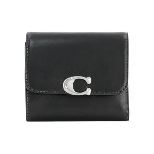 COACH Bandit Cow Leather Card Holder Wallet Women's Black