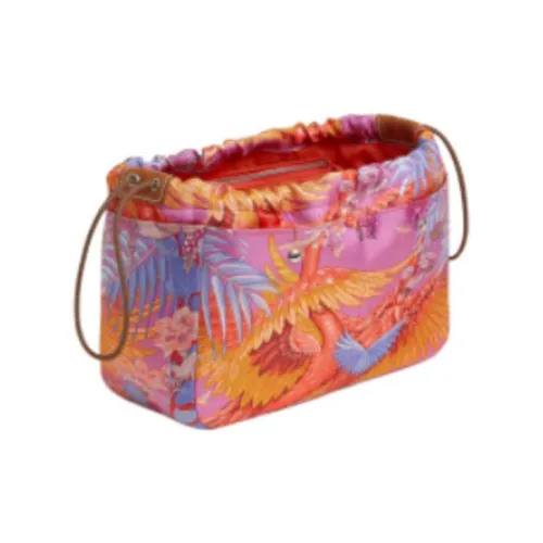 HERMES Fourbi Silk Barenia Calfskin Liner Bag Clutch Women's Pink Purple/Light Tawny