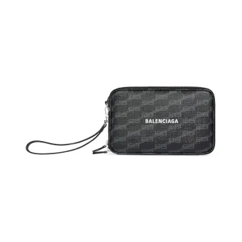 Balenciaga Coated Canvas Wrist Bag Clutch Men's Black