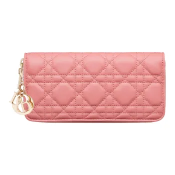 DIOR Lady Dior Lambskin Clutch Card Holder, Wallet Women's Light Pink