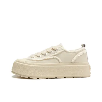 HERLOOK Bread Crumb Frayed Edge Platform Shoes Stylish Skateboarding Shoes Women's