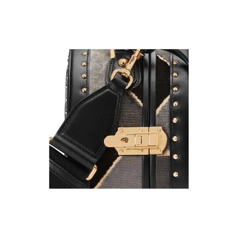 GUCCI Velvet Patchwork Leather Storage Box Handbag Shoulder Bag Crossbody Bag Mini Men's Black-7