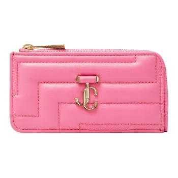 Jimmy Choo Quilted Nappa Leather Card Holder Wallet Women's Candy Pink