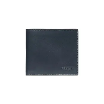COACH Billfold Wallet Buffalo Leather Coin Purses Wallets Men's Navy