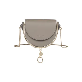 See By Chloe Grained Cow Leather Evening Party Bag Shoulder Bag Crossbody Bag Handbag Small Size Women's Dark Gray