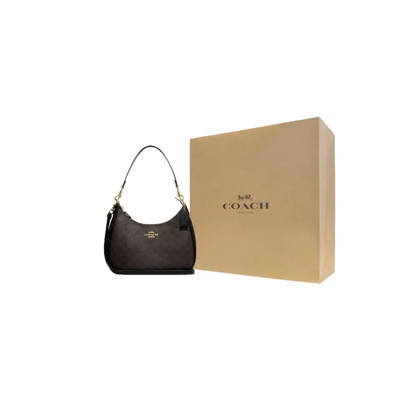 COACH Hobo Leather Saddle Bag, Handbag, Shoulder Bag Women's Black-6