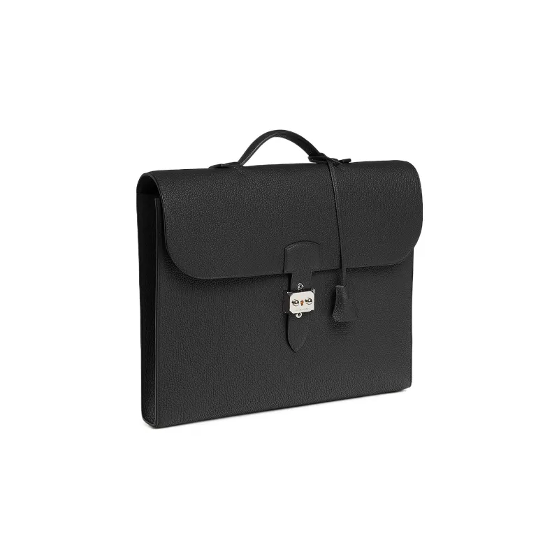 HERMES Sac A Depeches Togo Calfskin Business Bag, Handbag, Briefcase Men's 89 Noir Black-1