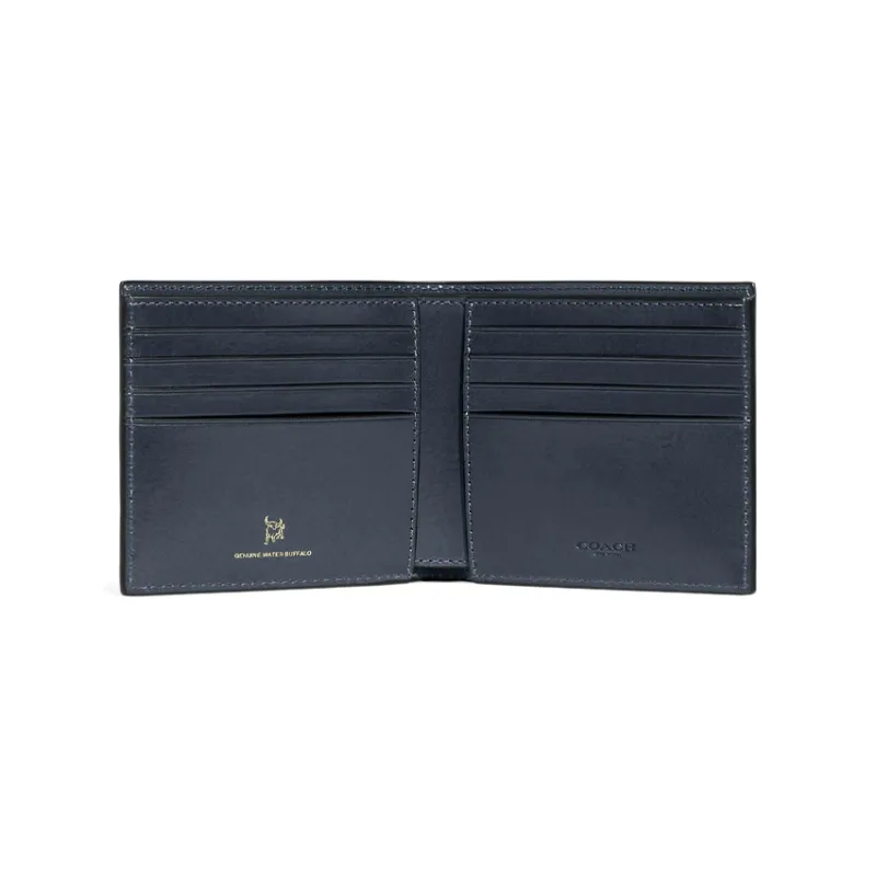 COACH Billfold Wallet Buffalo Leather Coin Purses Wallets Men's Navy-1
