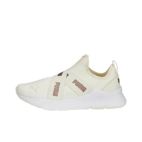 PUMA Run Slipon Metallic Running Shoes Women's Low-Top Beige/Red