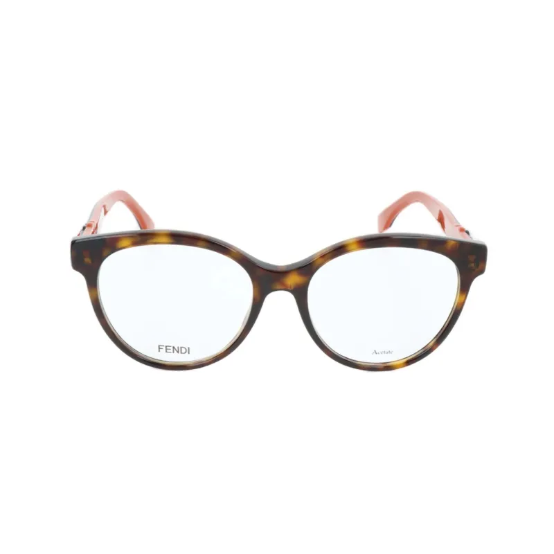 FENDI Acetate Irregular Shape Eyeglass Frames Unisex Brown-1