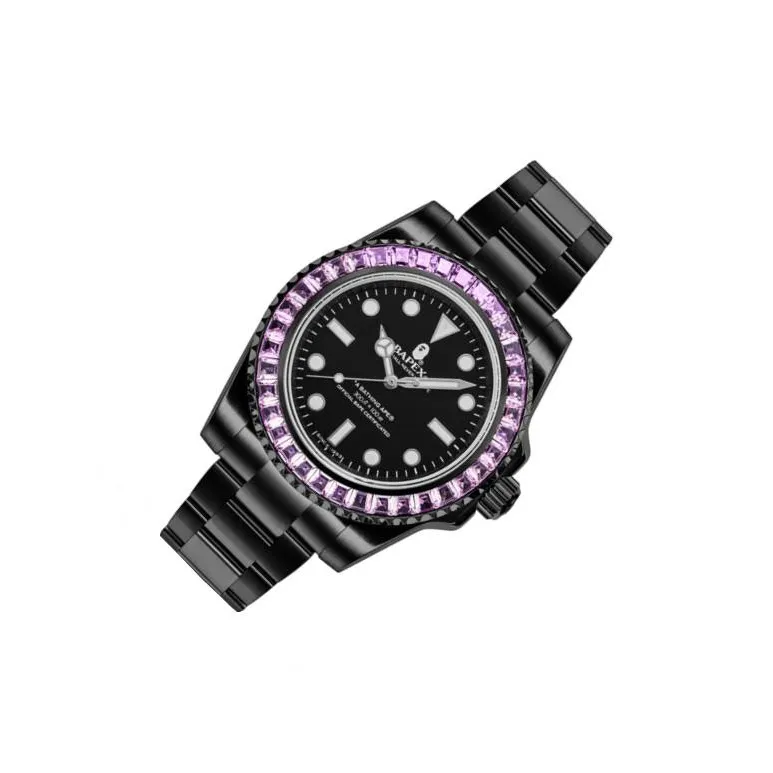 A BATHING APE Type 1 A BATHING APEx Crystal Stone Watch Pink-4