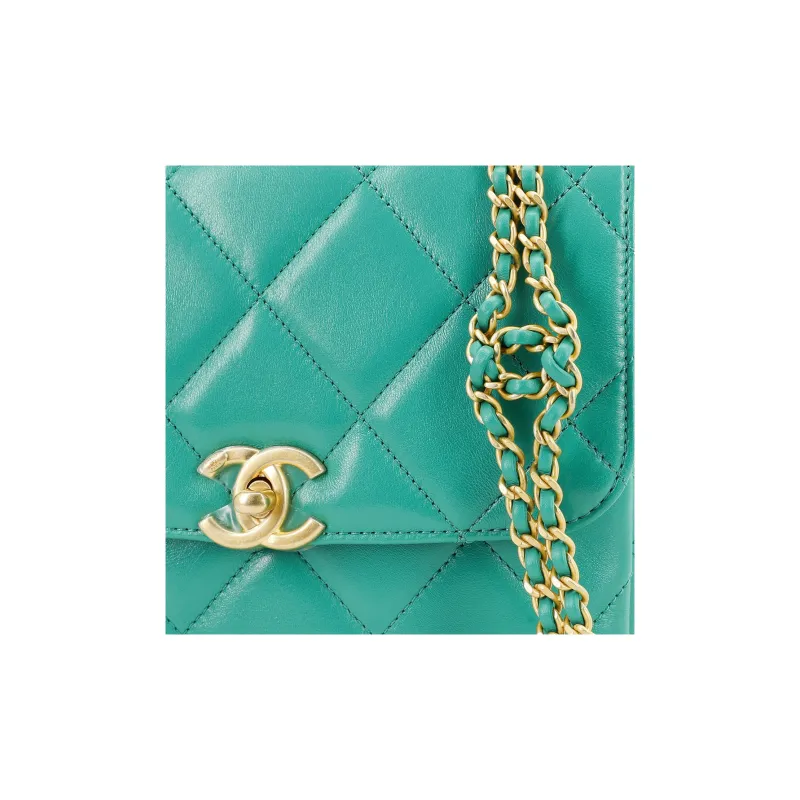 CHANEL 23P SS Sheepskin Backpack Women's Green-5
