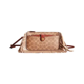 COACH Noa Pop Up Canvas With Calfskin Messenger Bag, Shoulder Bag Women's Brown