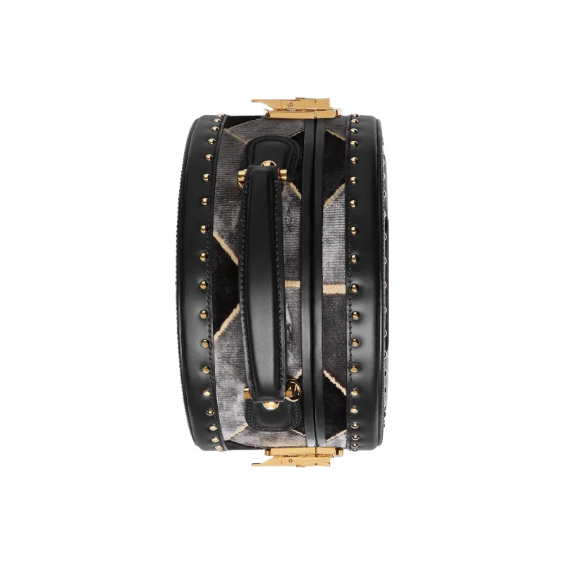 GUCCI Velvet Patchwork Leather Storage Box Handbag Shoulder Bag Crossbody Bag Mini Men's Black-5