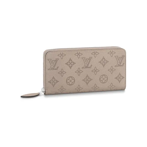 LOUIS VUITTON Cow Leather Wallet Women's Brown Gray