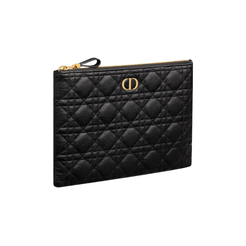 DIOR Caro Soft Cannage Calfskin Clutch Medium Size Women's Black-1