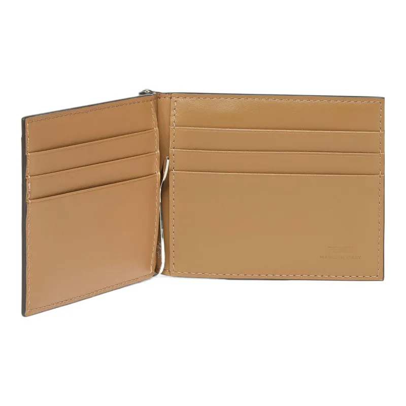 FENDI Fabric With Leather Business Card Holder Wallet Regular Men's Brown-2