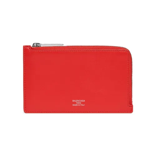 Balenciaga Smooth Calf Leather Wallet Coin Purse Card Holder Women's Red