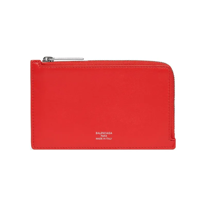 Balenciaga Smooth Calf Leather Wallet Coin Purse Card Holder Women's Red-0