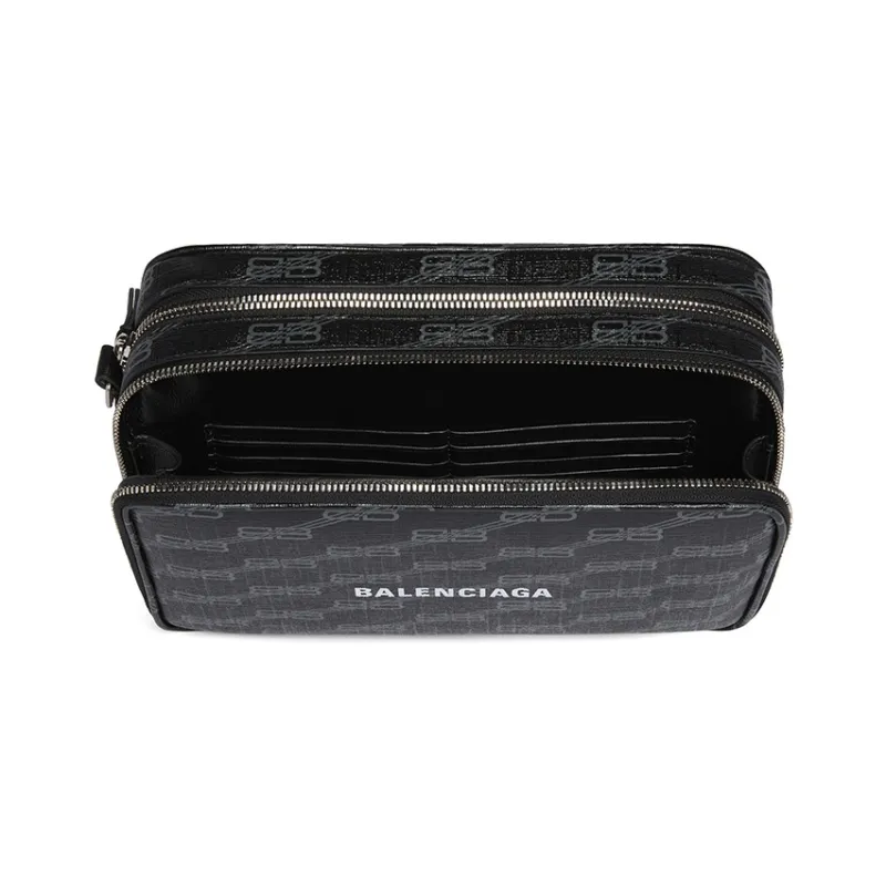 Balenciaga Coated Canvas Wrist Bag Clutch Men's Black-4