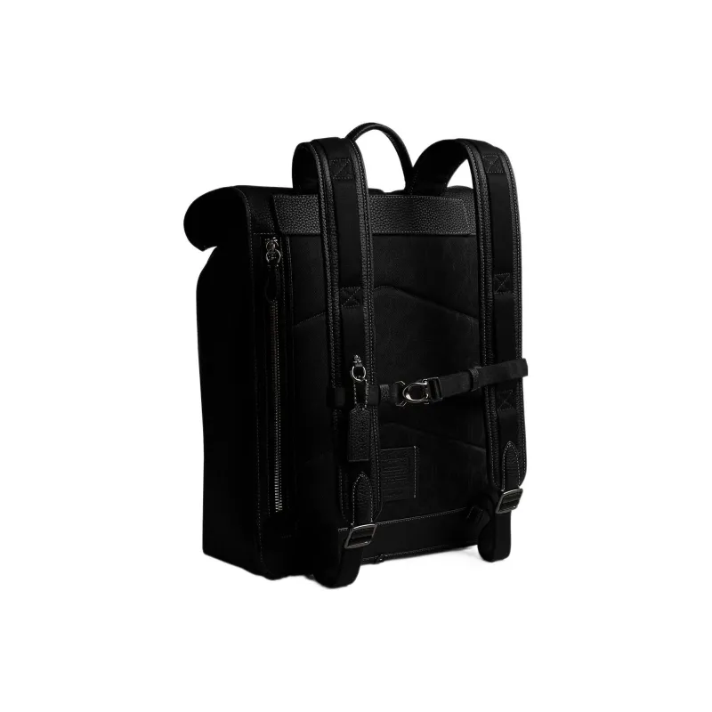 COACH Leather Backpack Men's Black-1