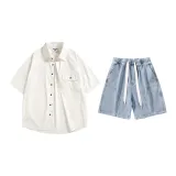Set (shirt milkshake white + pants ice blue)