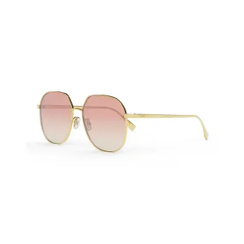 FENDI Plate Frame Irregular Shape Sunglasses Women's Gold